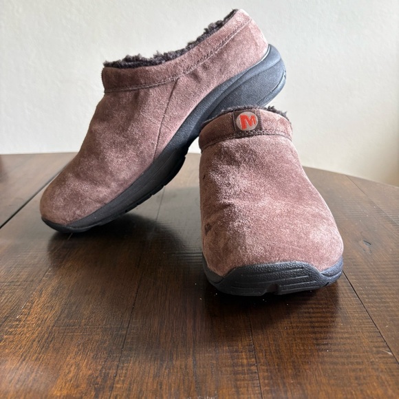 Merrell Women’s Primo Chill Chocolate Brown Suede Clogs w/ Cozy Lining, Sz. 9 - Picture 2 of 10